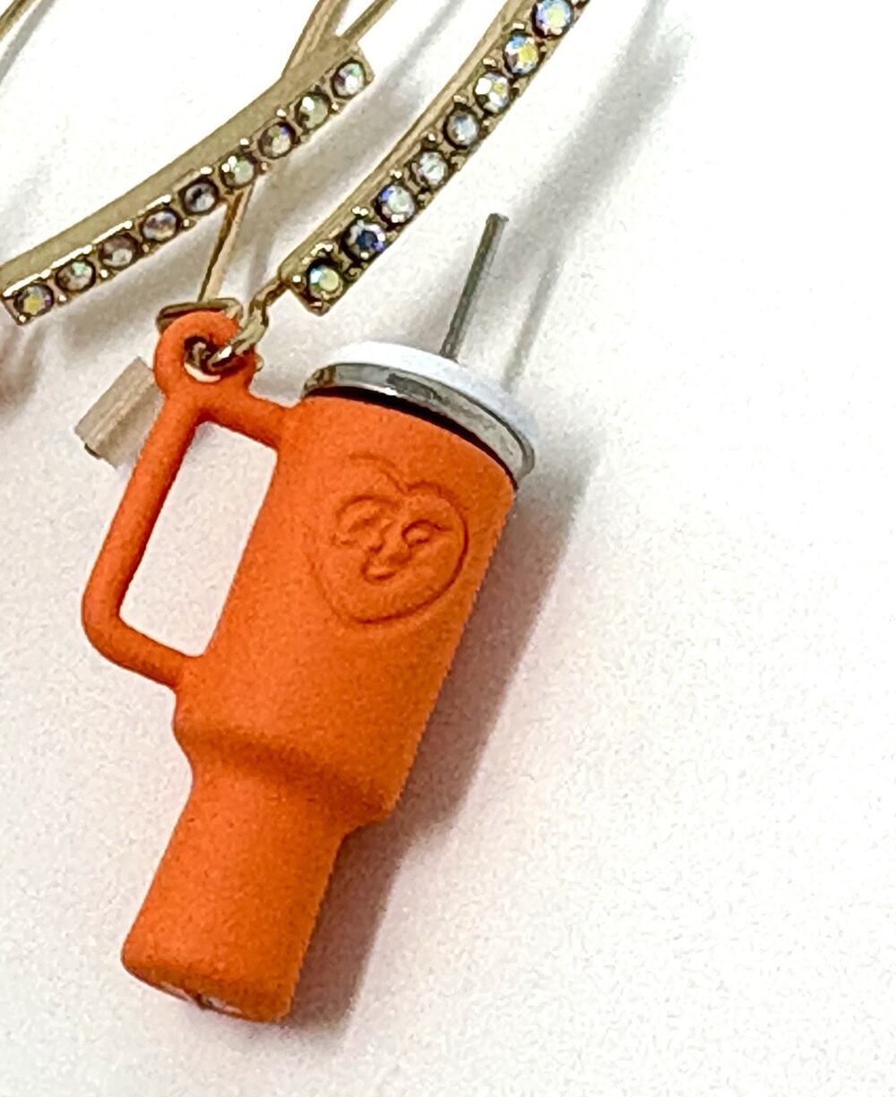Betsey Johnson Tumbler Water Cup Travel Mug Earrings Orange Coffee NWT